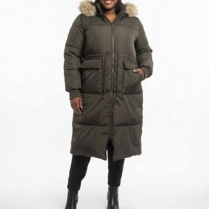 Topshop Women’s Dark Green Hooded Puffer Jacket